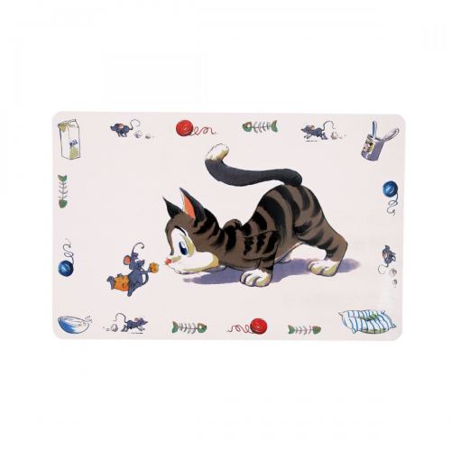 Килимок під миску Trixie «Comic Cat» 44 см / 28 см (сірий
