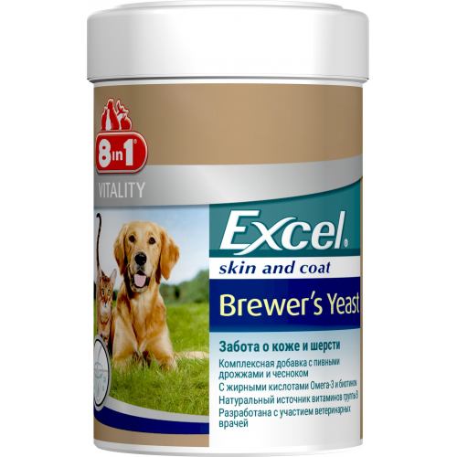 Пивні дріжджі 8in1 Excel «Brewers Yeast» 140 таблеток (для шкіри та шерсті)