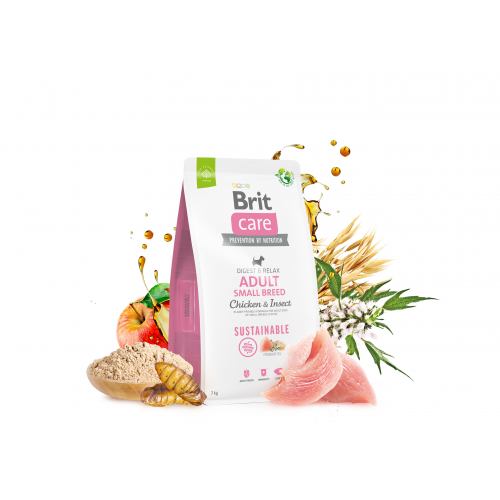 Корм для собак малих порід Brit Care Dog Sustainable Adult Small Breed з куркою та комахами, 1 кг