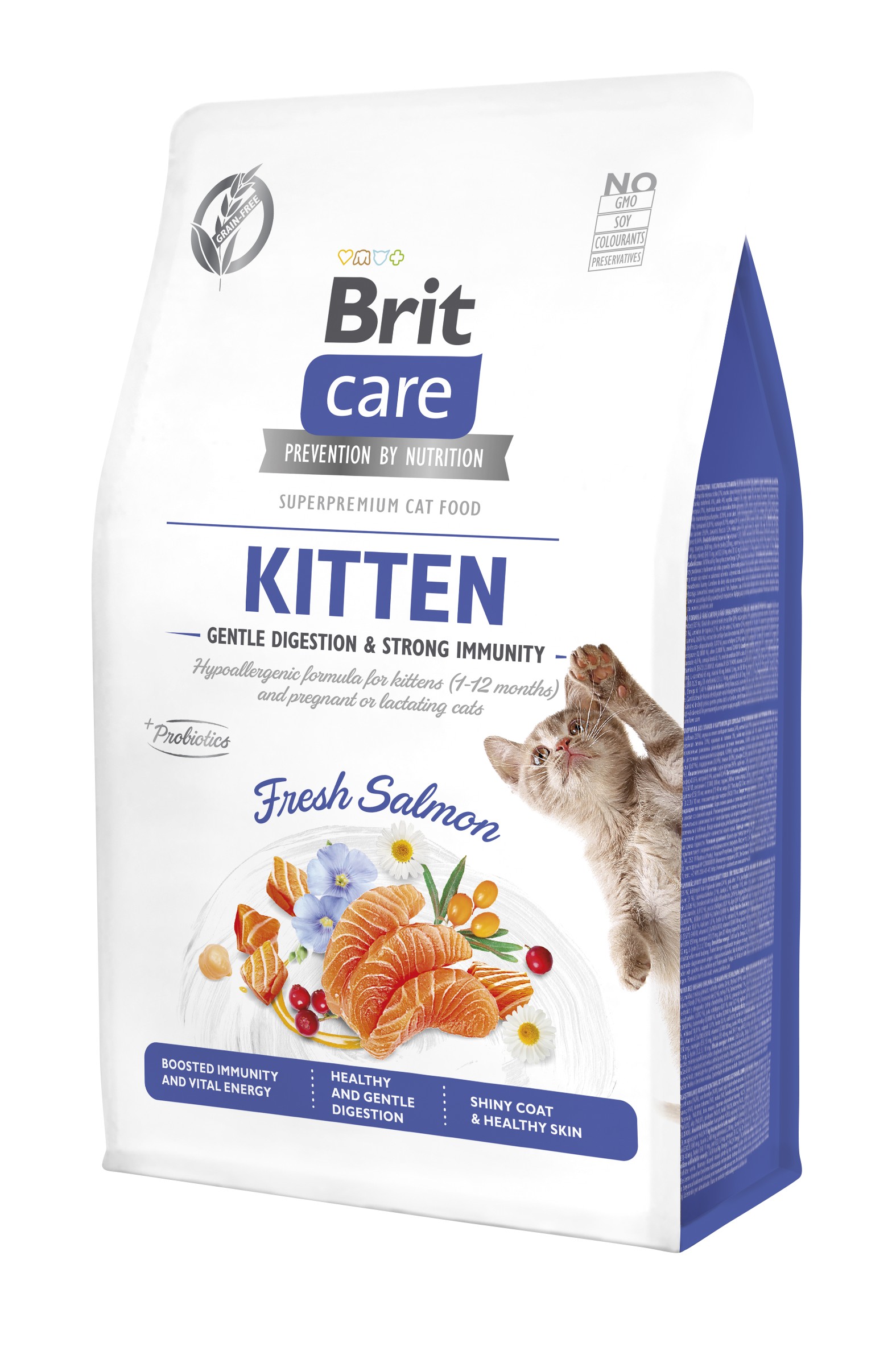 Сухий корм для кошенят Brit Care Cat GF Kitten Gentle Digestion Strong Immunity з лососем, 2 kg